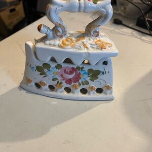 Decorative Ceramic Iron with Floral Design
